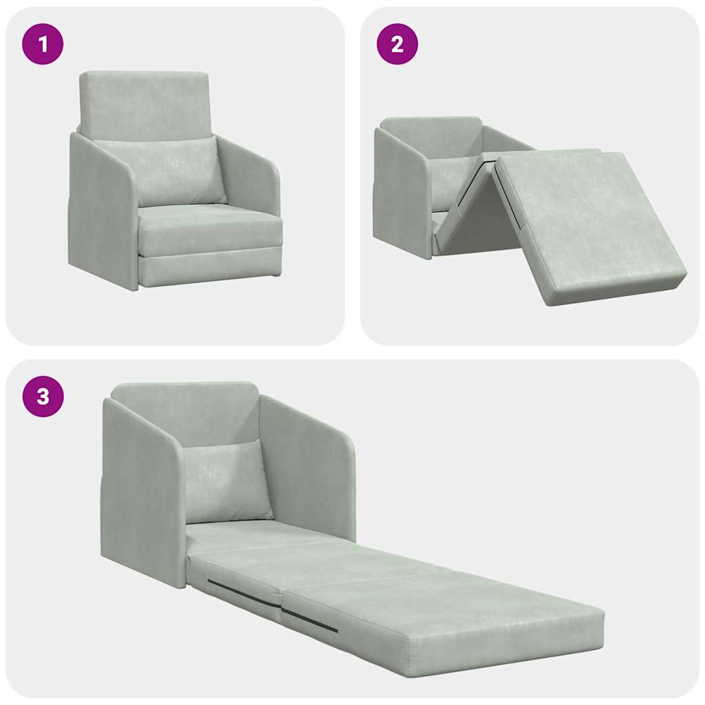 Sofa Bed Light grey 65 x 80 x 83 cm Velvet